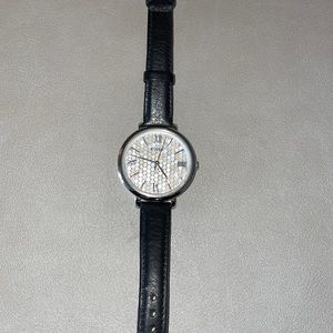Fossil watch black leather band